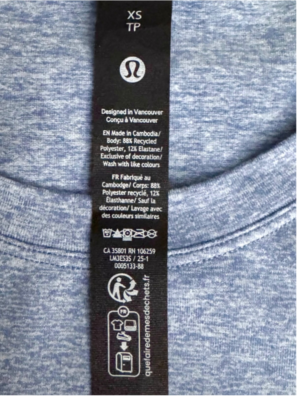 Lululemon Soft Jersey Short-Sleeve Shirt NWT Heathered Washed Denim XS - Picture 6 of 7